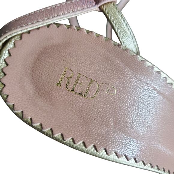 Red Valentino Gold & Pink Leather Strappy Peep Toe Heels - Size 6 - Picture 3 of 8